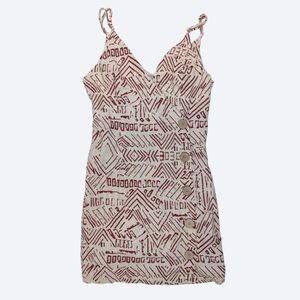 Forever 21 Contemporary Ivory Bodycon Linen Mini Dress Tribal Button Front XS